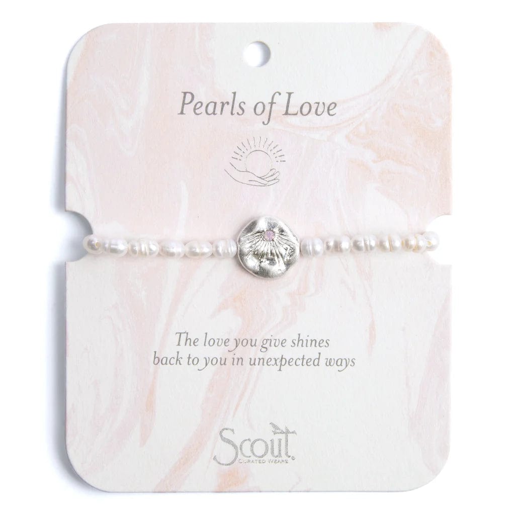 Ladies bracelets colorful gems-Pearls of Love Affirmation Bracelet in Silver