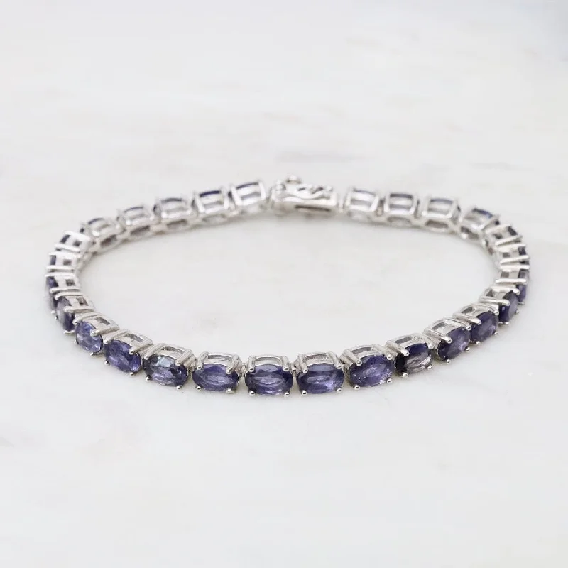 Ladies bracelets social media trends-Oval Iolite Tennis Bracelet