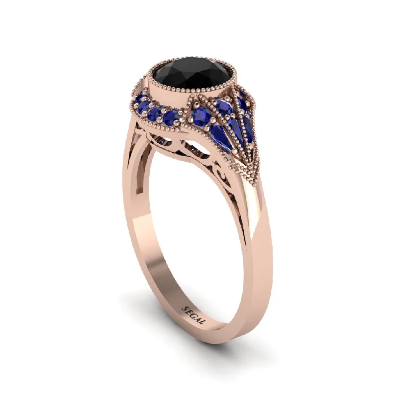 Ladies engagement rings latest trends-Sapphire Vintage-Inspired Besel Engagement Ring - Makenzie No. 68