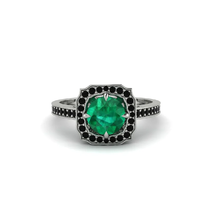 Ladies engagement rings luxury brands-Emerald Cathedral Halo Engagement Ring - Luciana No. 36