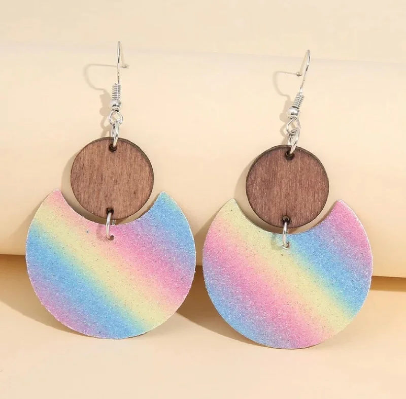 Ladies rings popular brands-Polychrome Wood and Cork Drop Earrings