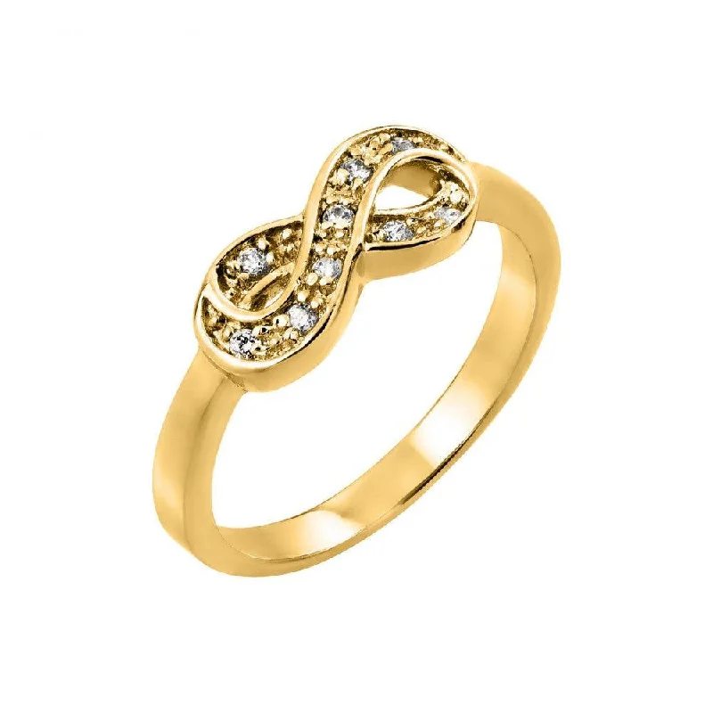 Ladies rings wedding bands-Silver 925 Gold Plated Clear CZ Mini Infinity Ring - BGR00769GP