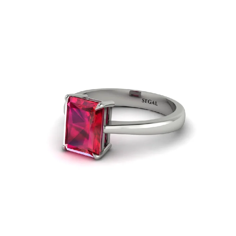 Ladies engagement rings holiday specials-Emerald Cut Ruby 14K Gold Engagement Ring - Heidi No. 12