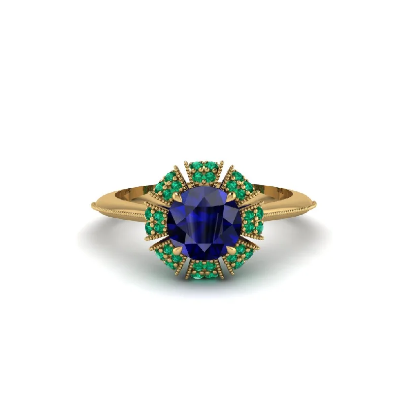 Ladies engagement rings upgrade styles-Emerald Crown Halo Engagement Ring - Annie No. 28