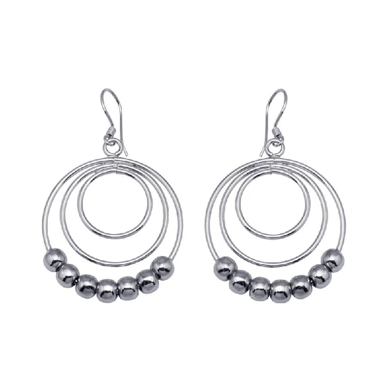 Ladies rings ruby gems-Silver 925 Rhodium Plated Open Multiple Graduate Circle Dangling Chandelier Hook Earrings - DSE00069