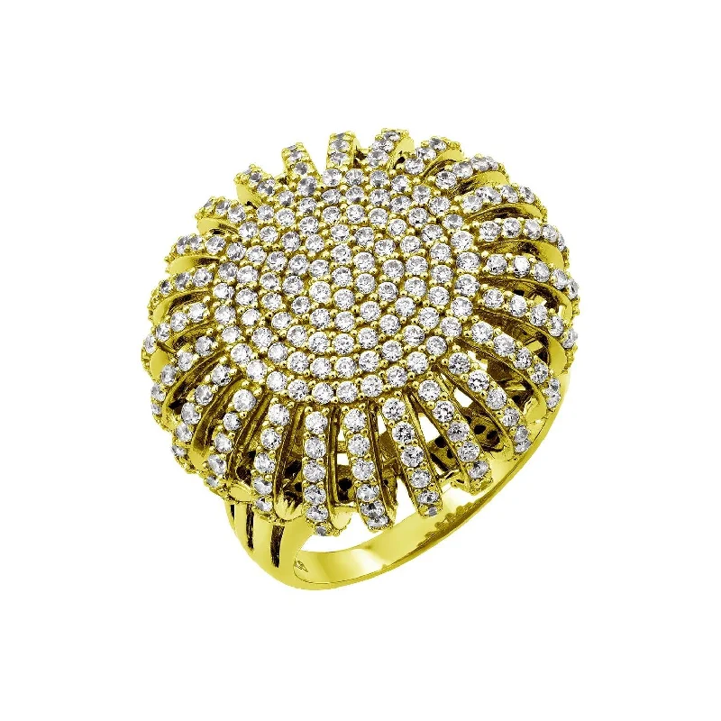 Ladies rings hypoallergenic-Gold Plated 925 Sterling Silver Micro Pave CZ Ring - GMR00026