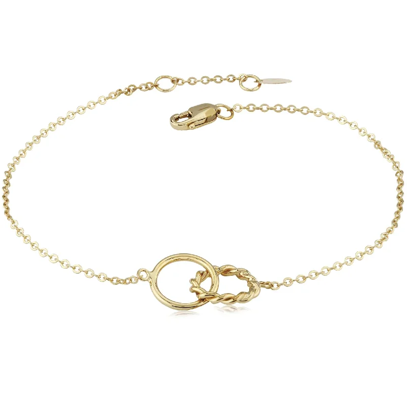 Ladies bracelets viral picks-14k Twist & Plain Interlocking Rings Bracelet