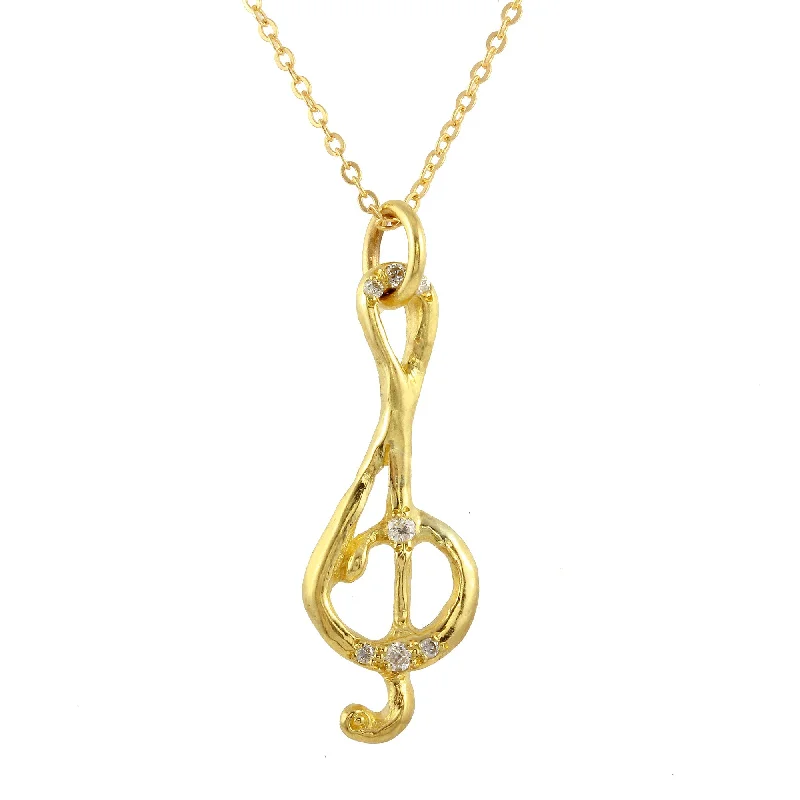 Treble Clef Diamond Pave Necklace