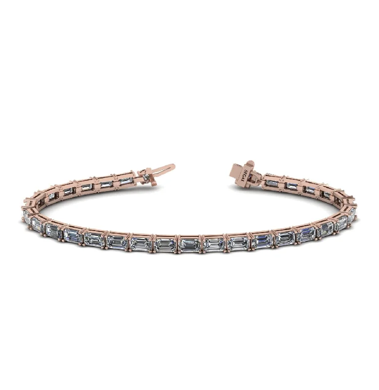 Ladies bracelets star motifs-Emerald Cut Diamond Tennis Bracelet - Rachel No. 2