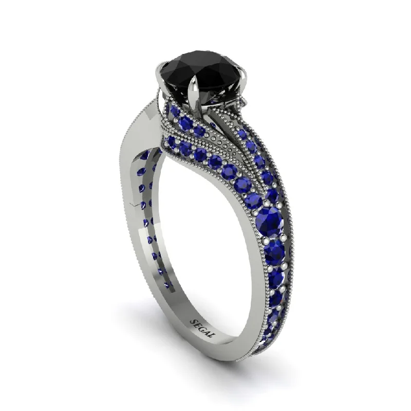 Ladies engagement rings budget finds-Sapphire 14K Gold Pave Engagement Ring - Magnolia No. 69