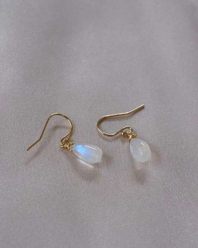 Ladies rings titanium options-Moonstone Drop Earrings