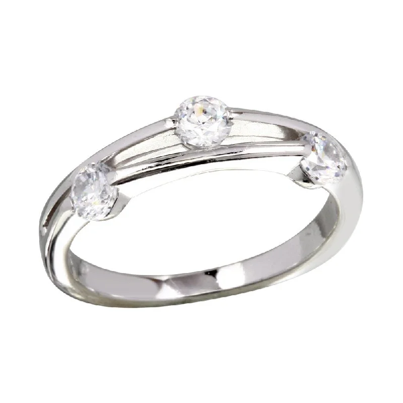 Ladies rings ring finger-Rhodium Plated 925 Sterling Silver CZ Ring - BGR01172