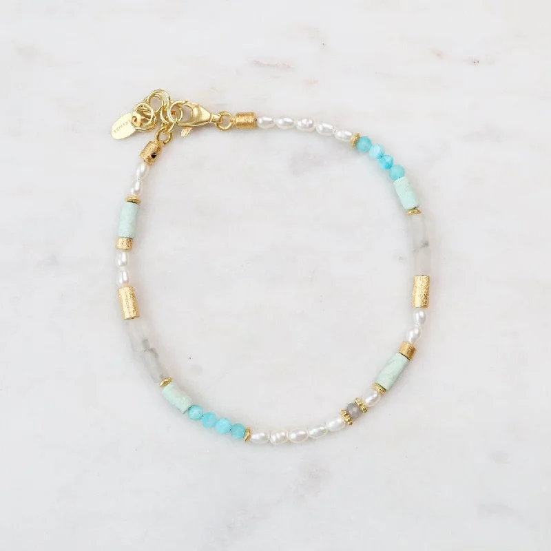 Ladies bracelets care tips-Pearl Labradorite Chrysocolla & Opalite Bracelet