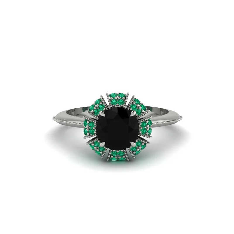 Ladies engagement rings dainty styles-Emerald Crown Halo Engagement Ring - Annie No. 24