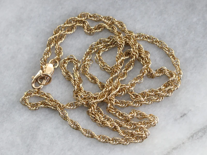 Long Gold Rope Twist Chain Necklace