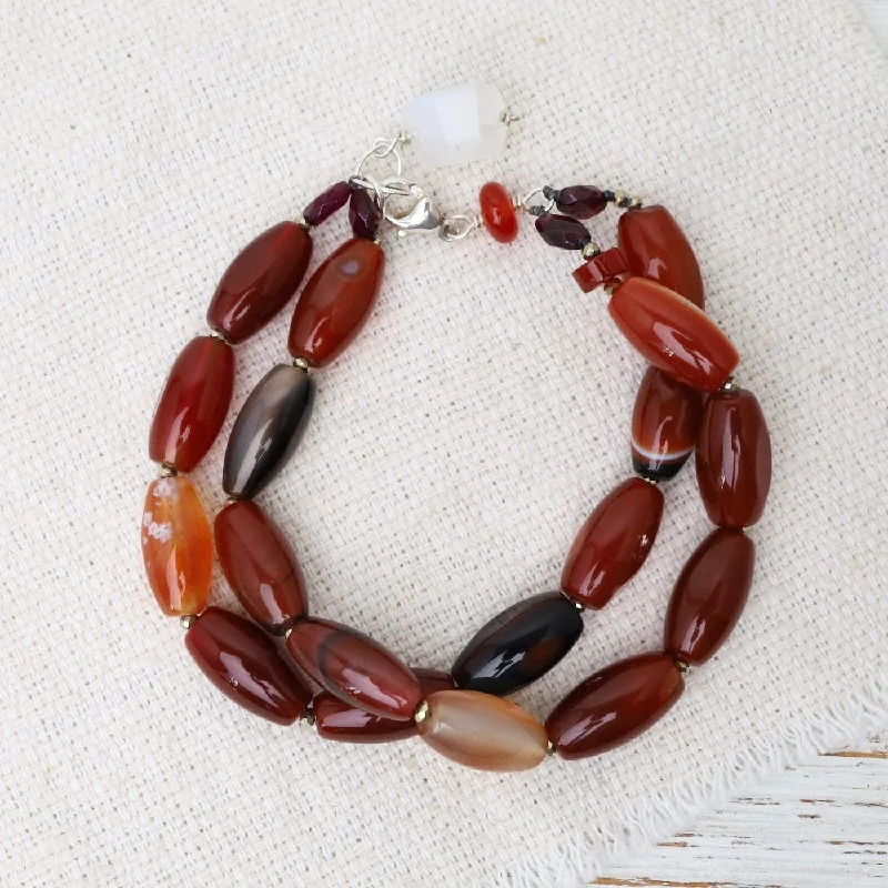 Ladies bracelets rose gold-Double Strand Carnelian Bracelet