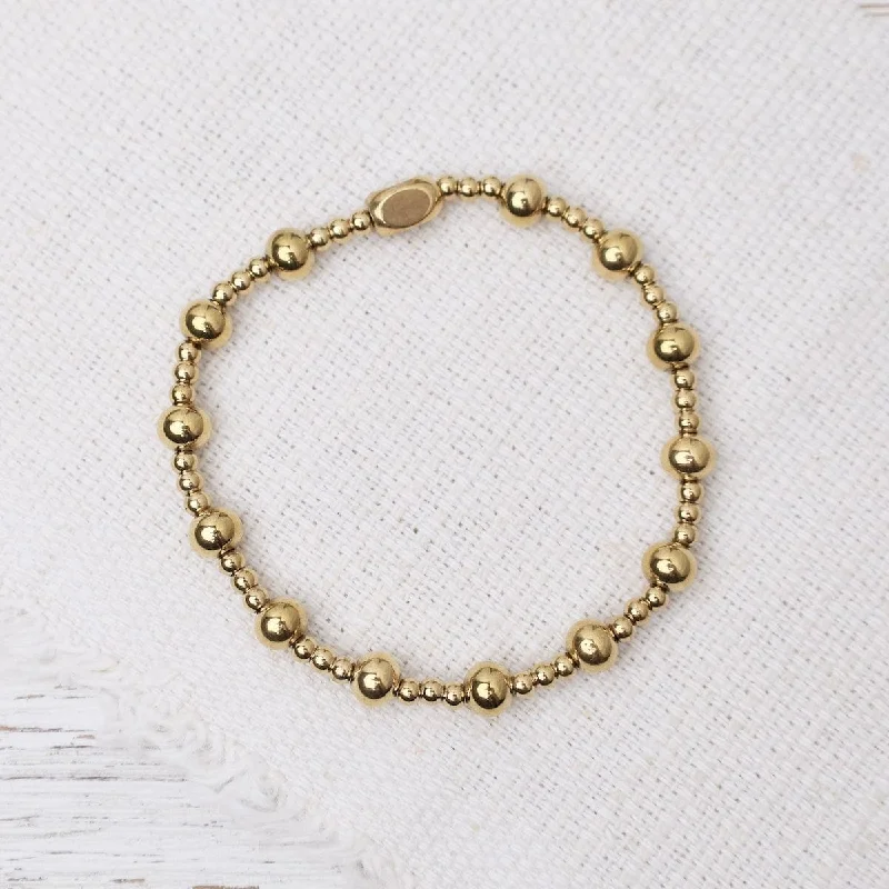 Ladies bracelets hypoallergenic-Plain Ball 3 & 6mm Bracelet in Gold Plated Stainless Steel