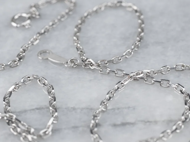 18K White Gold Cable Chain Necklace