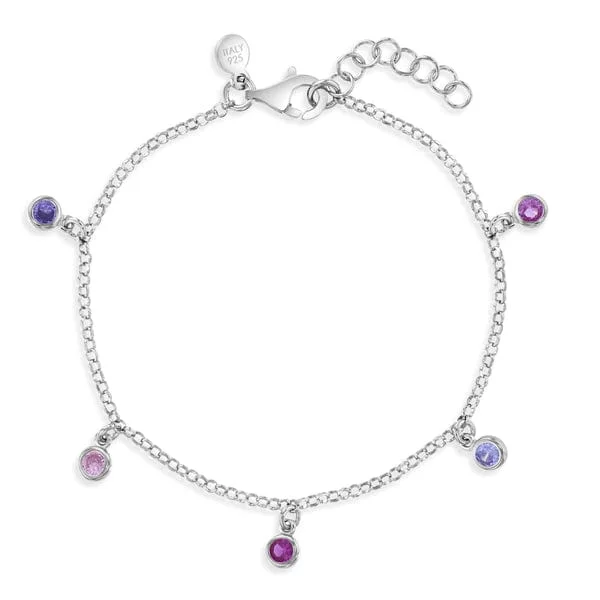 Ladies bracelets stacked trends-Multicolor CZ Charm Bracelet for Children