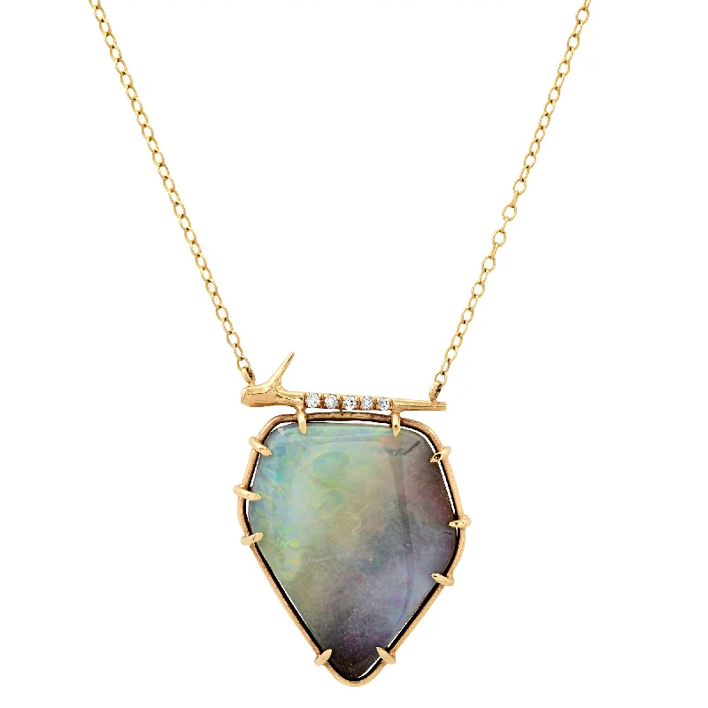 Rainbow Opal Thorn Necklace