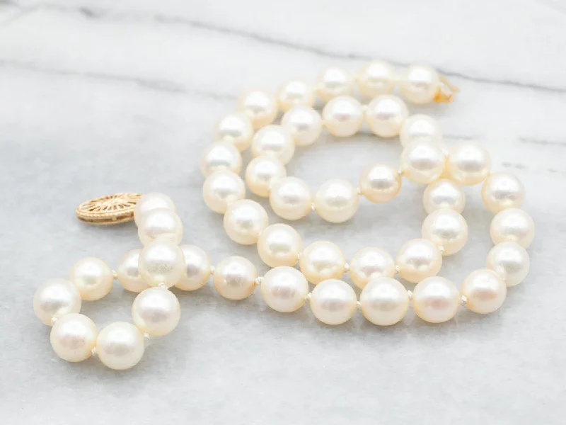 Yellow Gold Pearl Necklace