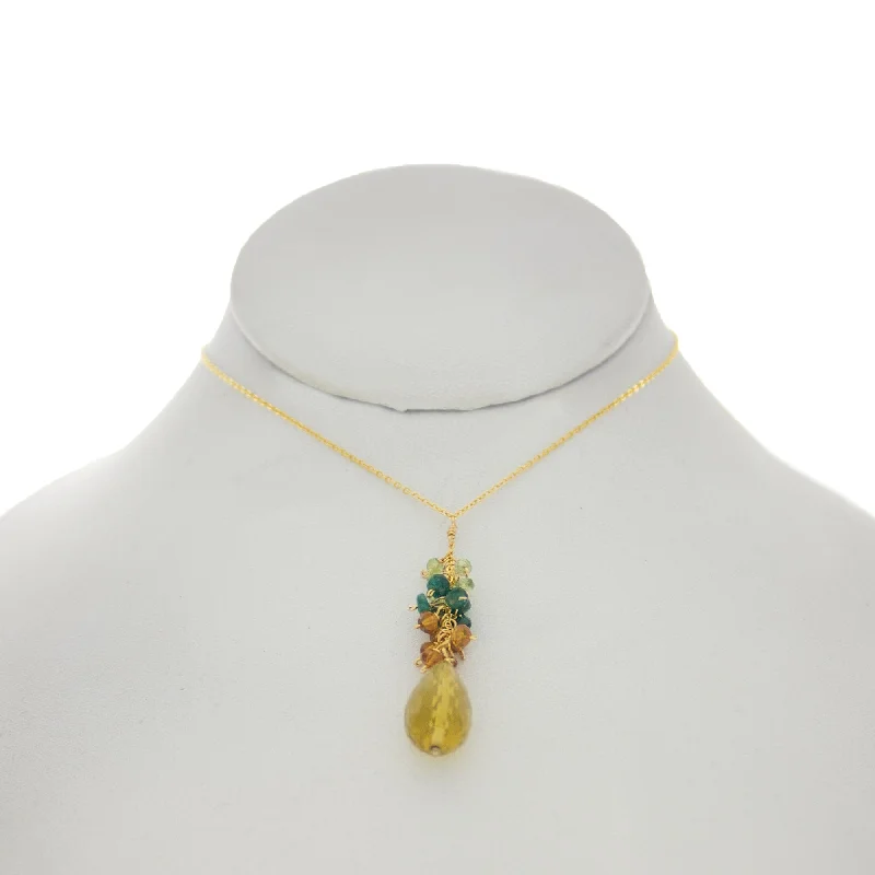 Cedar Green - Whiskey Topaz Drop Cluster Necklace