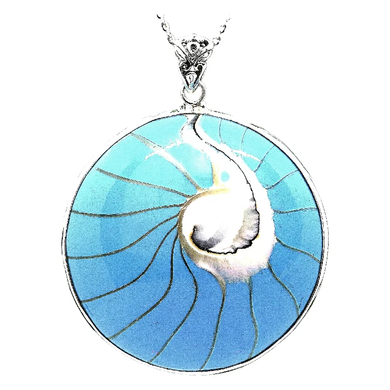 Robin Egg Blue Natural Nautilus Shell Necklace