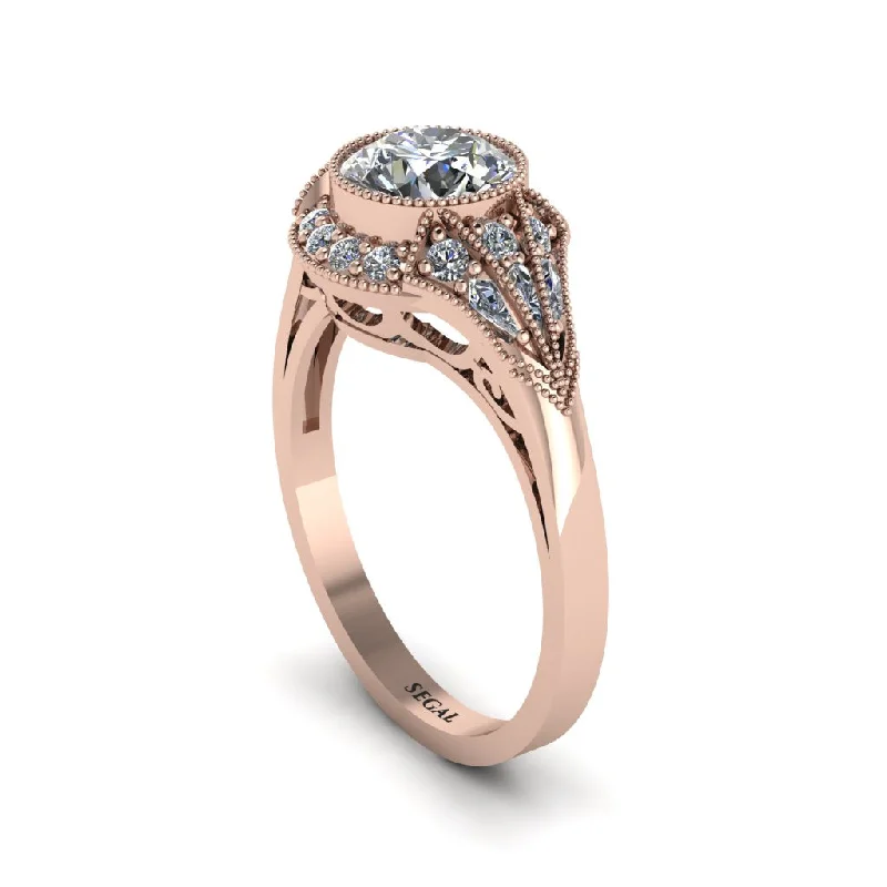 Ladies engagement rings ethical sourcing-Diamond Vintage-Inspired Besel Engagement Ring - Makenzie No. 2