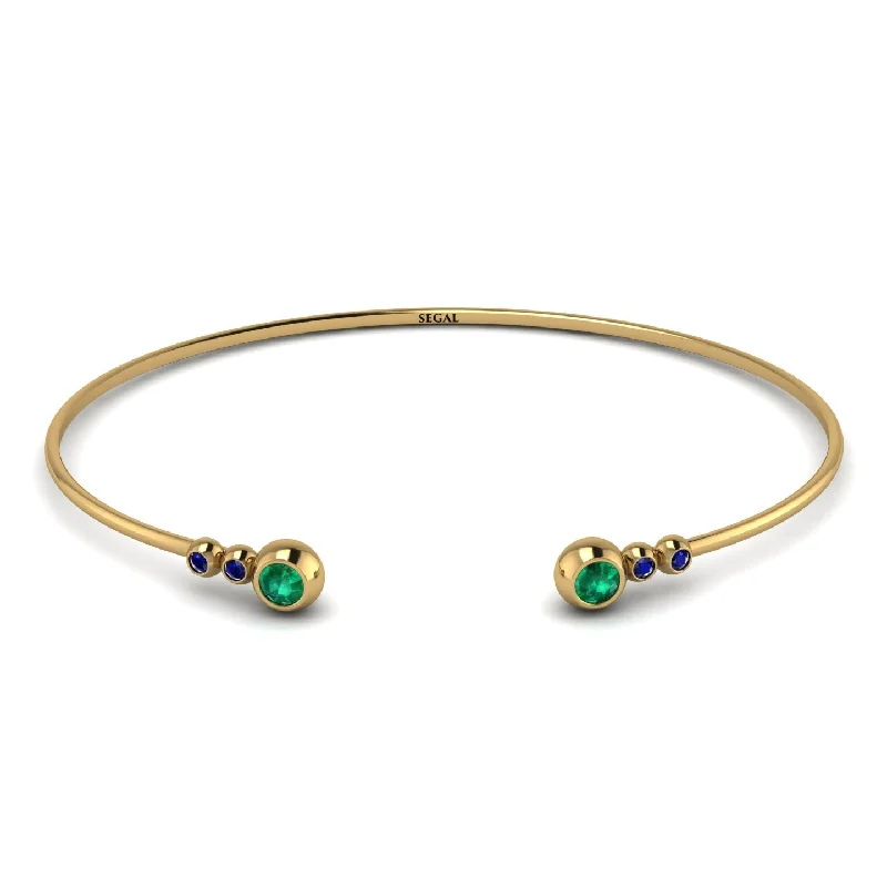 Ladies bracelets social media trends-Geometric Bezel Emerald Bracelet - Josie No. 64