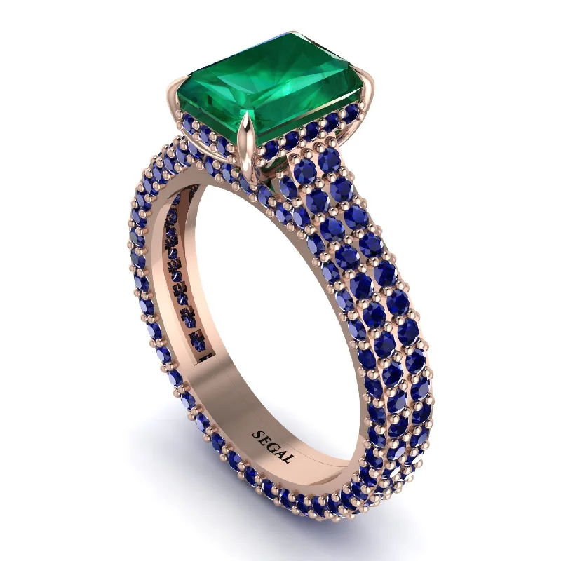 Ladies engagement rings viral picks-Radiant Cut Emerald Pave Engagement Ring - Kenzie No. 65