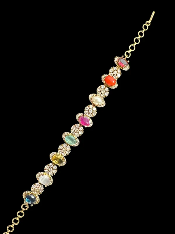 Ladies bracelets hypoallergenic-Multicolor gold plated bracelet - Navratan ( READY TO SHIP )