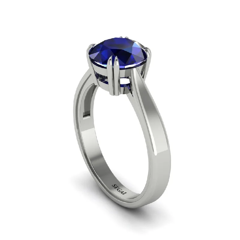 Ladies engagement rings care advice-Sapphire 14K Gold Solitaire Engagement Ring - Allie No. 15