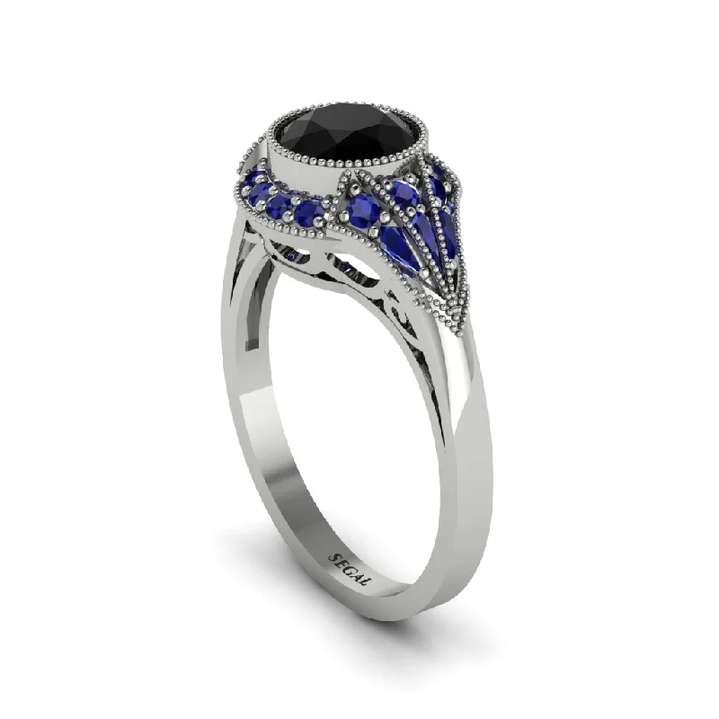 Ladies engagement rings price options-Sapphire Vintage-Inspired Besel Engagement Ring - Makenzie No. 69