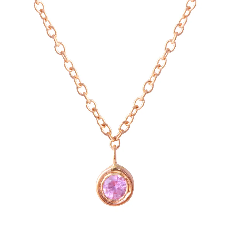 Pink Sapphire Bezel Necklace