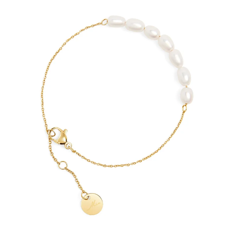 Ladies bracelets minimalist trends-Adrienne Pearl Bracelet