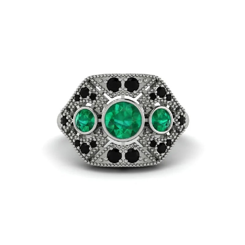 Ladies engagement rings viral picks-Emerald Art Deco Geometric Engagement Ring - Haven No. 36