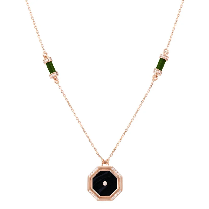 Hexagon Onyx Amulet Necklace, Small