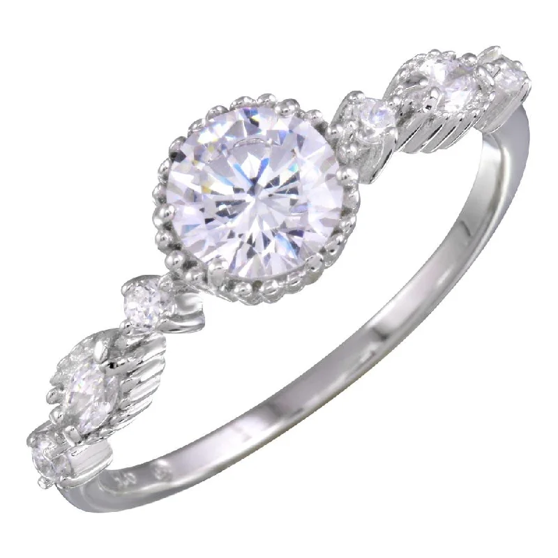 Ladies rings floral designs-Rhodium Plated 925 Sterling Silver Multiple CZ Ring - BGR01154