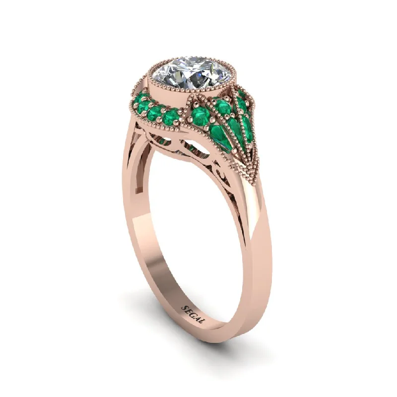 Ladies engagement rings gothic appeal-Emerald Vintage-Inspired Besel Engagement Ring - Makenzie No. 17