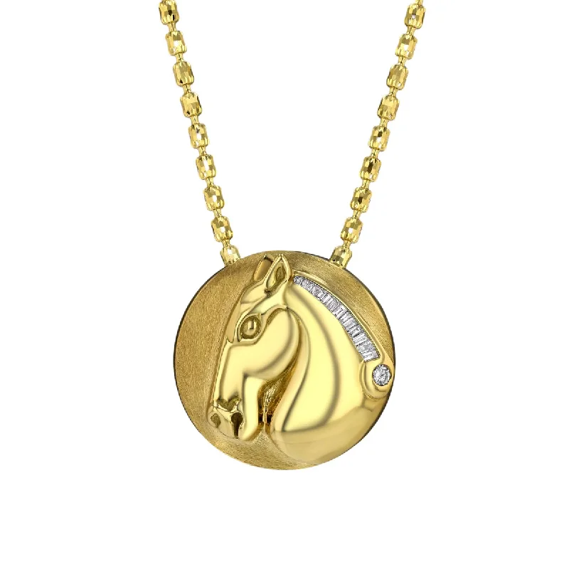 Roman Horse Medallion Necklace with Diamonds