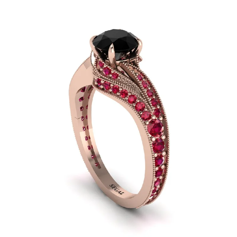 Ladies engagement rings lab-grown diamonds-Ruby 14K Gold Pave Engagement Ring - Magnolia No. 53