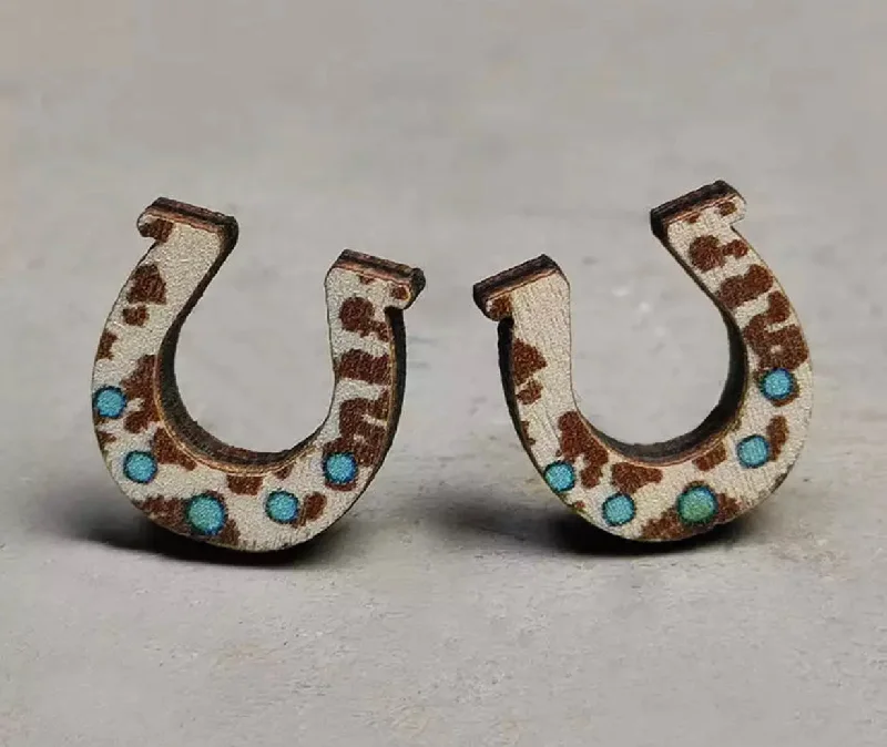 Ladies rings sister sets-Horseshoe Stud Earrings