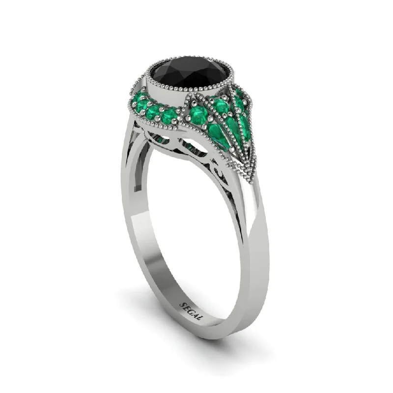 Ladies engagement rings financing options-Emerald Vintage-Inspired Besel Engagement Ring - Makenzie No. 24