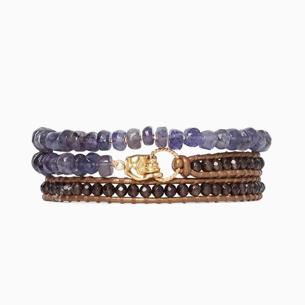 Ladies bracelets proposal surprises-Iolite Mix Mano Triple Wrap Bracelet