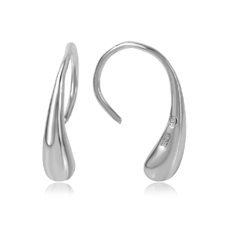 Ladies rings age suitability-Silver 925 Rhodium Plated CZ Long Teardrop Hook Earrings - STE00301