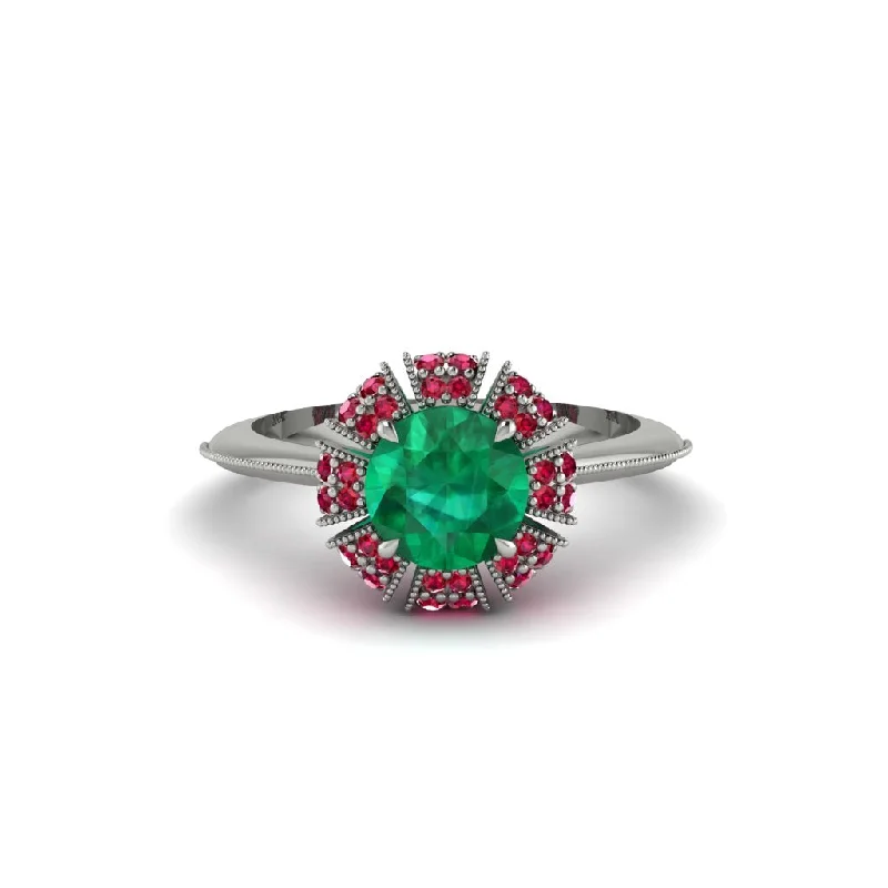 Ladies engagement rings investment pieces-Ruby Crown Halo Engagement Ring - Annie No. 51