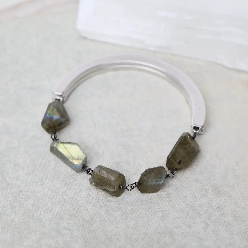 Ladies bracelets European styles-Single Bead Chain of Labradorite Bracelet