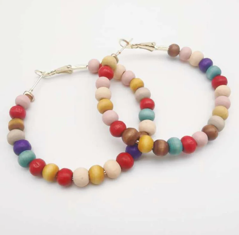 Ladies rings store locations-Boho Beaded Hoop Earrings