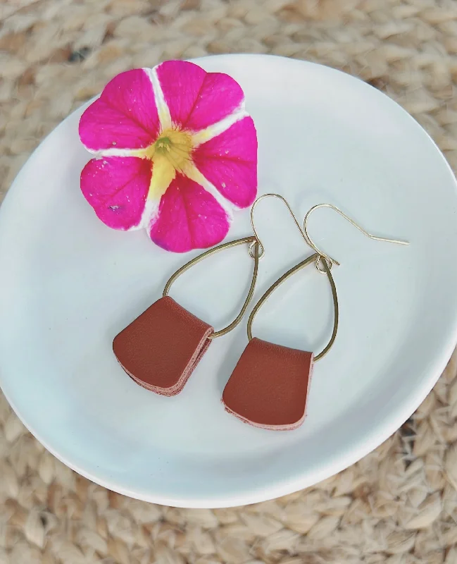 Ladies rings ruby gems-Gorgeous Folded Leather Earrings