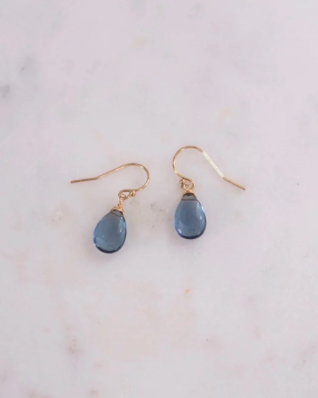 Ladies rings custom options-Siberian Blue Quartz Simple Earrings